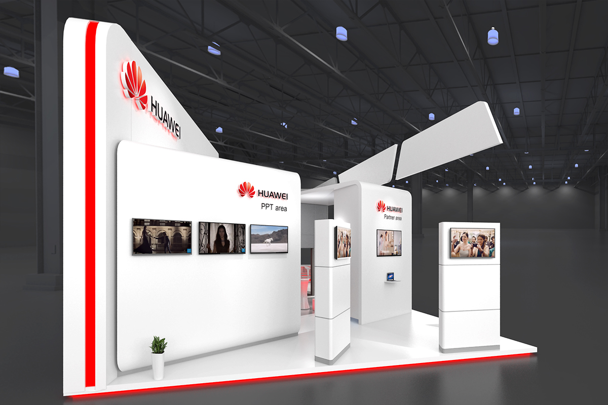 華為吊頂展臺(tái)搭建設(shè)計(jì)側(cè)面